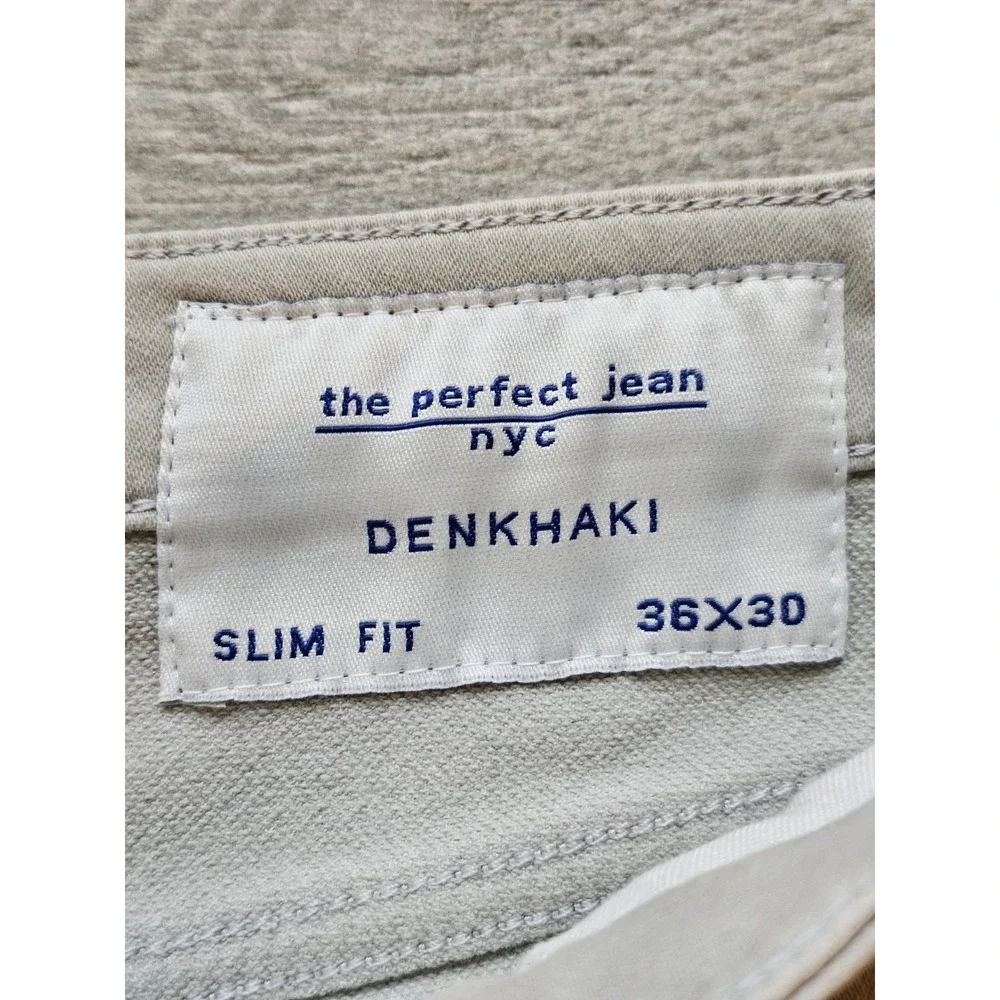 The Perfect Jean NYC Pants Mens 36x30 Denkhaki Light Khaki Slim Stretch Comfort